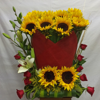 Arreglo floral con girasoles